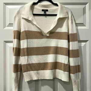 Aqua Beige and Cream Striped Sweater